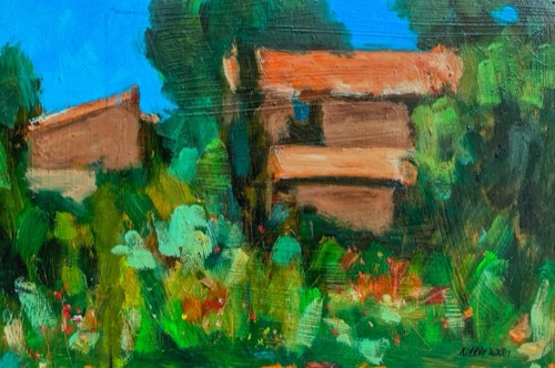 Agosto, 2023 — Olio su tavola, 30×20 cm. Dipinto di Christian Nardi.