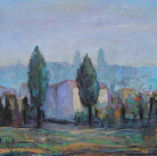 Borgo antico, 2008 — Olio su tela, 50×50 cm. Dipinto di Christian Nardi.