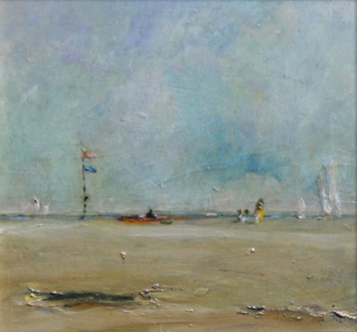 Cesenatico estate 2013, 2014 — Olio su tavola, 20×20 cm. Dipinto di Christian Nardi.