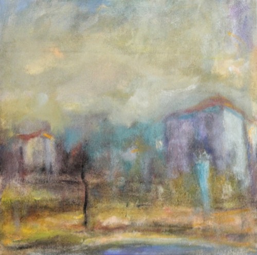 Eco di un pomeriggio, 2026 — Olio su tela, 30×30 cm. Dipinto di Christian Nardi.