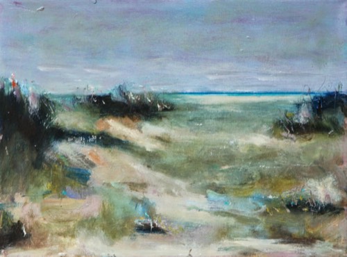 Finalmente mare, 2024 — Olio su tela, 40×30 cm. Dipinto di Christian Nardi.