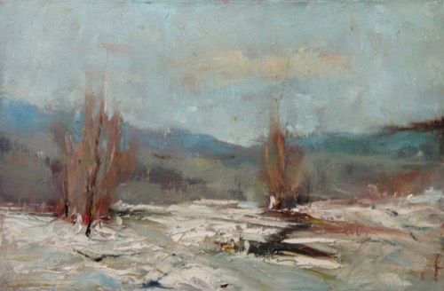 Nevicata 69, 2008 — Olio su tela, 60,5×40 cm. Dipinto di Christian Nardi.