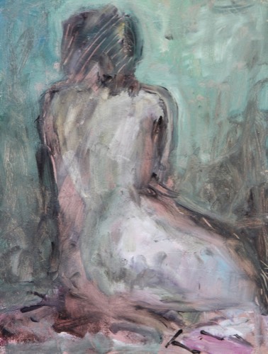 Nudo accordi, 2017 — Olio su tavola, 30×40 cm. Dipinto di Christian Nardi.