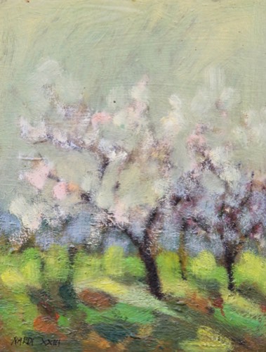 Primavera, 2023 — Olio su tavola, 17,5×23,8 cm. Dipinto di Christian Nardi.