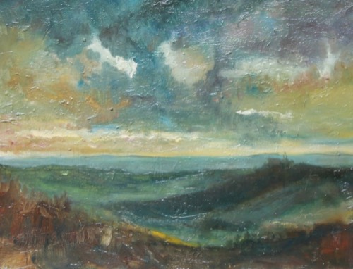 Romagna mia, 2023 — Olio su tavola, 66,5×51 cm. Dipinto di Christian Nardi.