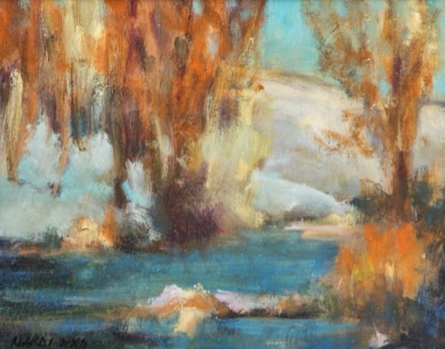 Sorgente, 2022 — Olio su tela, 30×24 cm. Dipinto di Christian Nardi.