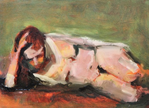 Ti aspetto, 2018 — Olio su tavola, 35×25 cm. Dipinto di Christian Nardi.